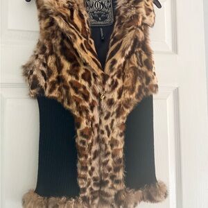 Y2K Guess Brown Faux Fur Vest